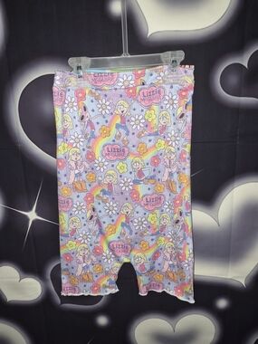 Girls Custom Purple Floral & Rainbow Bike Shorts Romper